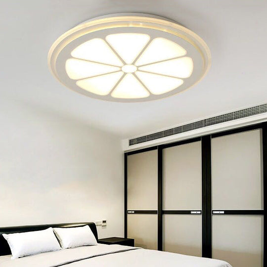 Lemon Led Circular Ceiling Mount Light Cartoon Acrylic Lamp White Perfect For Bathrooms / 16 Third