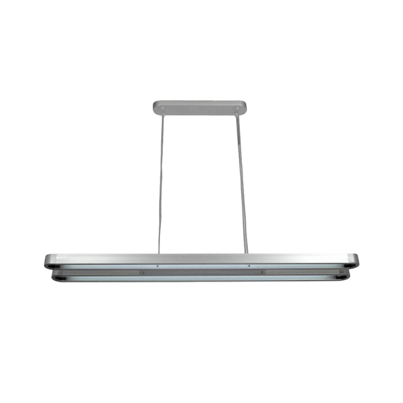 Modern Led Metal Pendant Lamp In Silver With Elongated Oval Shape - Choice Of White Warm Or Natural
