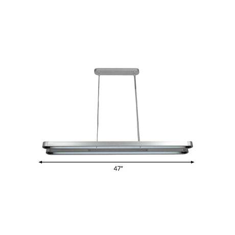 Modern Led Metal Pendant Lamp - Elongated Oval Design In Silver With Adjustable Light Temperature