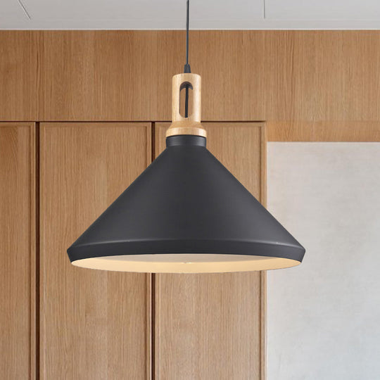 Modern Hanging Ceiling Light With Cone/Drum Shade - 1-Light Aluminum Pendant For Dining Room