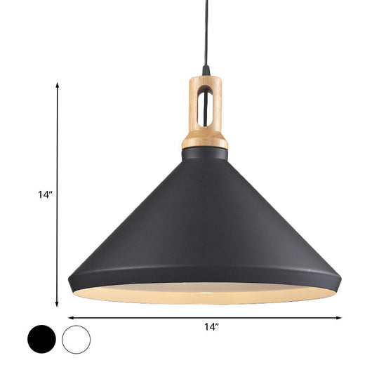 Modern Hanging Ceiling Light With Cone/Drum Shade - 1-Light Aluminum Pendant For Dining Room
