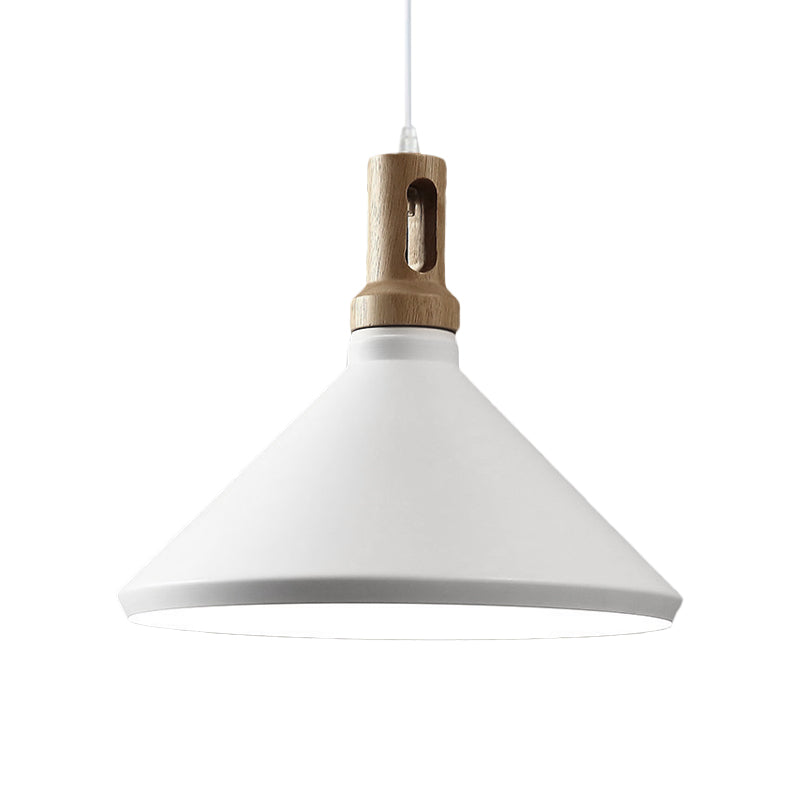 Modern Hanging Ceiling Light With Cone/Drum Shade - 1-Light Aluminum Pendant For Dining Room