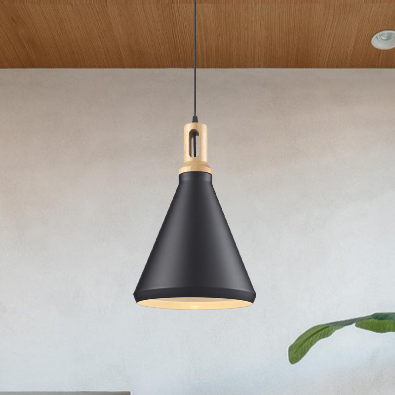 Modern Hanging Ceiling Light With Cone/Drum Shade - 1-Light Aluminum Pendant For Dining Room
