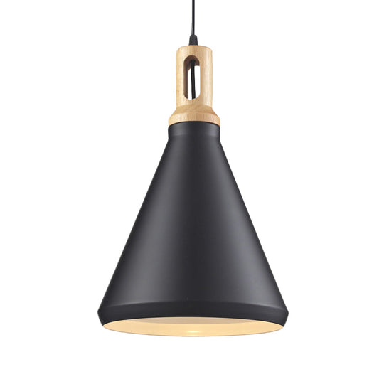 Modern Hanging Ceiling Light With Cone/Drum Shade - 1-Light Aluminum Pendant For Dining Room