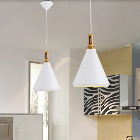 Modern Hanging Ceiling Light With Cone/Drum Shade - 1-Light Aluminum Pendant For Dining Room