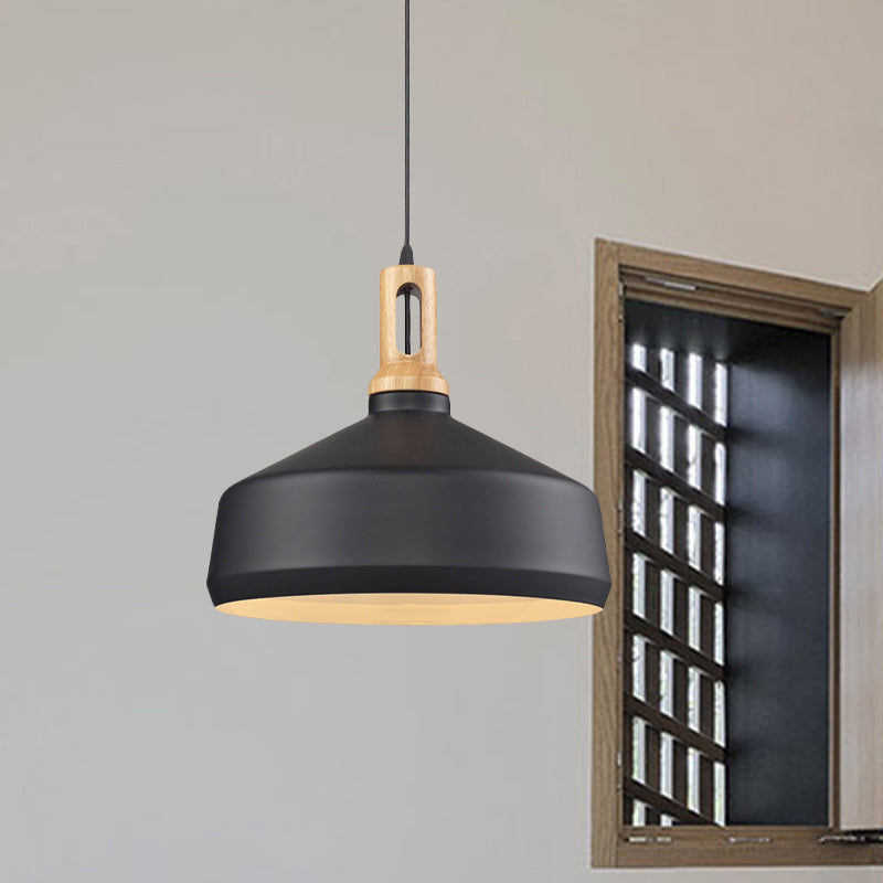 Modern Hanging Ceiling Light With Cone/Drum Shade - 1-Light Aluminum Pendant For Dining Room
