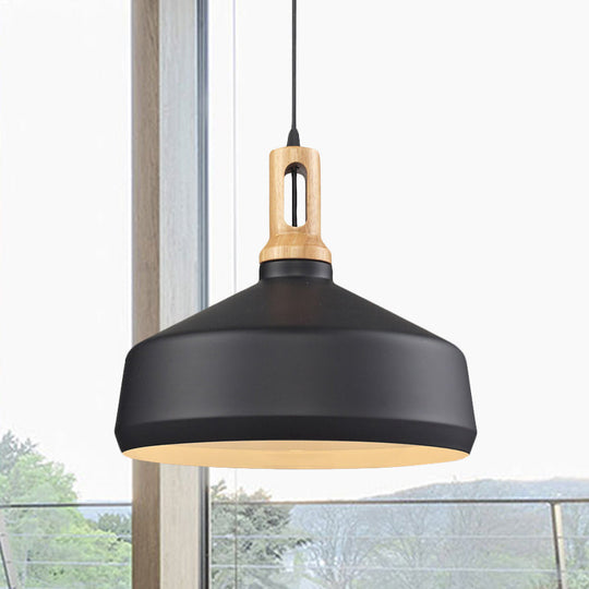Modern Hanging Ceiling Light With Cone/Drum Shade - 1-Light Aluminum Pendant For Dining Room