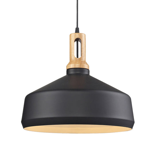 Modern Hanging Ceiling Light With Cone/Drum Shade - 1-Light Aluminum Pendant For Dining Room