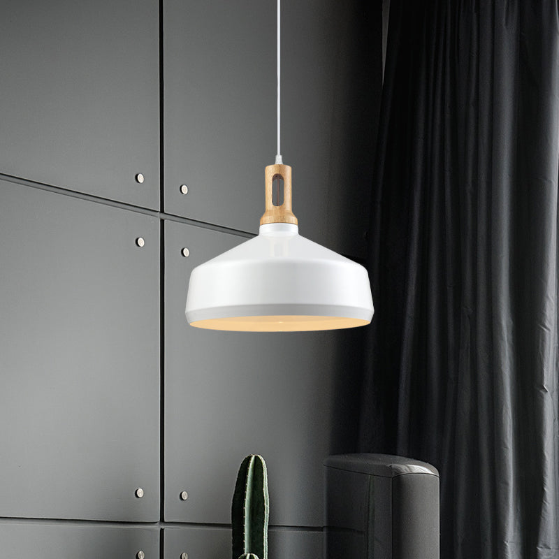 Modern Aluminum Cone/Drum Shade Hanging Ceiling Light - 1 Pendant In Black/White