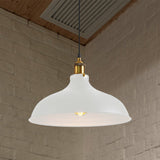 Vintage Style Pendant Lamp- Metal Bowl Ceiling Light Fixture In Black/White For Restaurants White