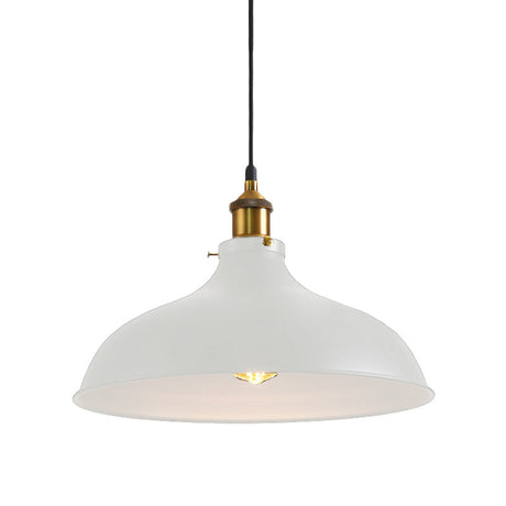 Vintage Style Pendant Lamp- Metal Bowl Ceiling Light Fixture In Black/White For Restaurants