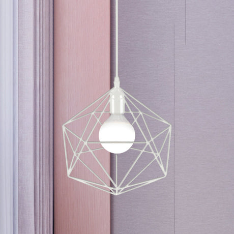 Geometric Metal Pendant Light - Industrial Living Room Hanging In Black/White 3 Sizes Available