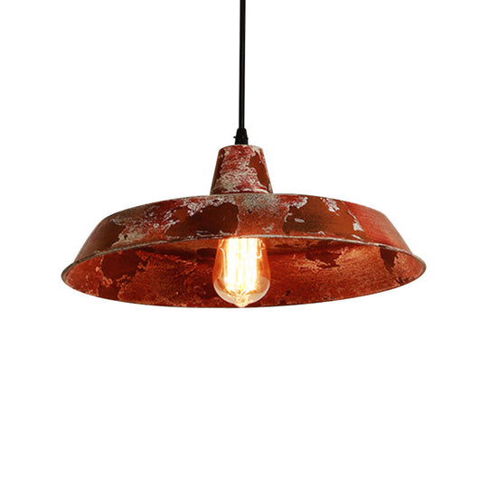 Rustic Barn Pendant Light: Farmhouse Style 1 Bulb Wrought Iron Hanging Lamp For Restaurants