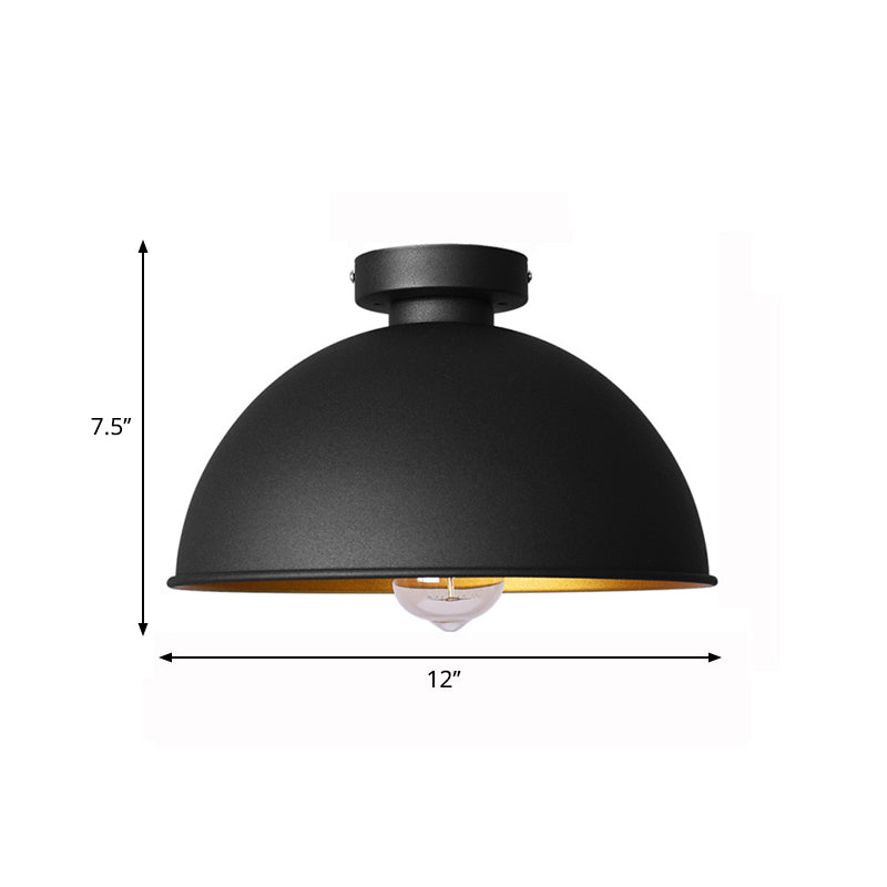 Black Metallic Dome Ceiling Flush Mount: Stylish 1 Light Bar Semi - Flush Fixture