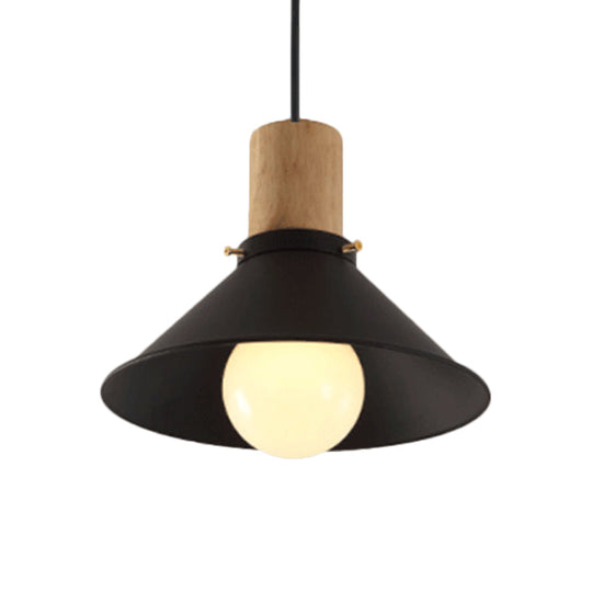 Metallic Black Pendant Lamp With Cone/Saucer Shade And Contemporary Design For Living Room