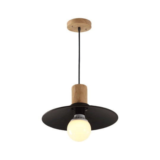 Metallic Black Pendant Lamp With Cone/Saucer Shade And Contemporary Design For Living Room