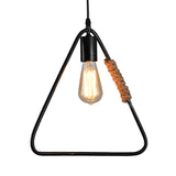 Black Industrial Rustic Metal Hanging Ceiling Light With Triangle Shaped Suspension - Farmhouse
