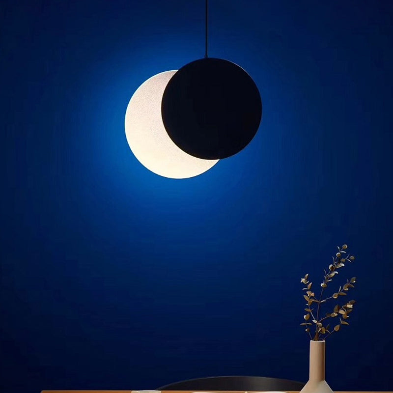 Modern Led Pendant Hanging Lamp - Rotatable Crescent Drop Light With Acrylic Shade In Black/White