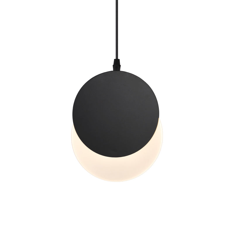 Modern Led Pendant Hanging Lamp - Rotatable Crescent Drop Light With Acrylic Shade In Black/White