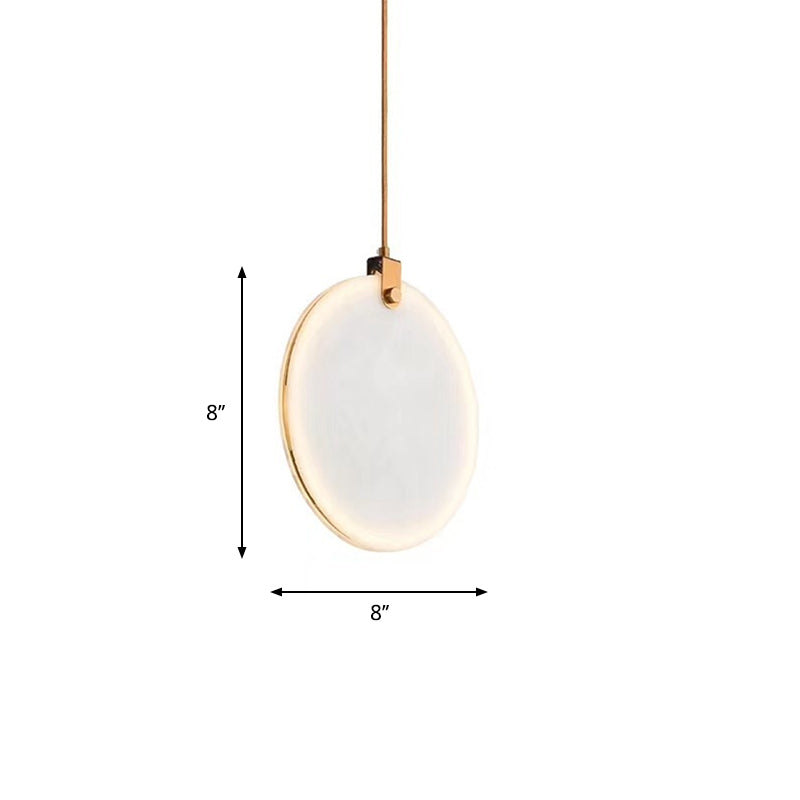 Modern White Glass Pendant Lamp With Led In 8/10/12 Diameter And Warm Light