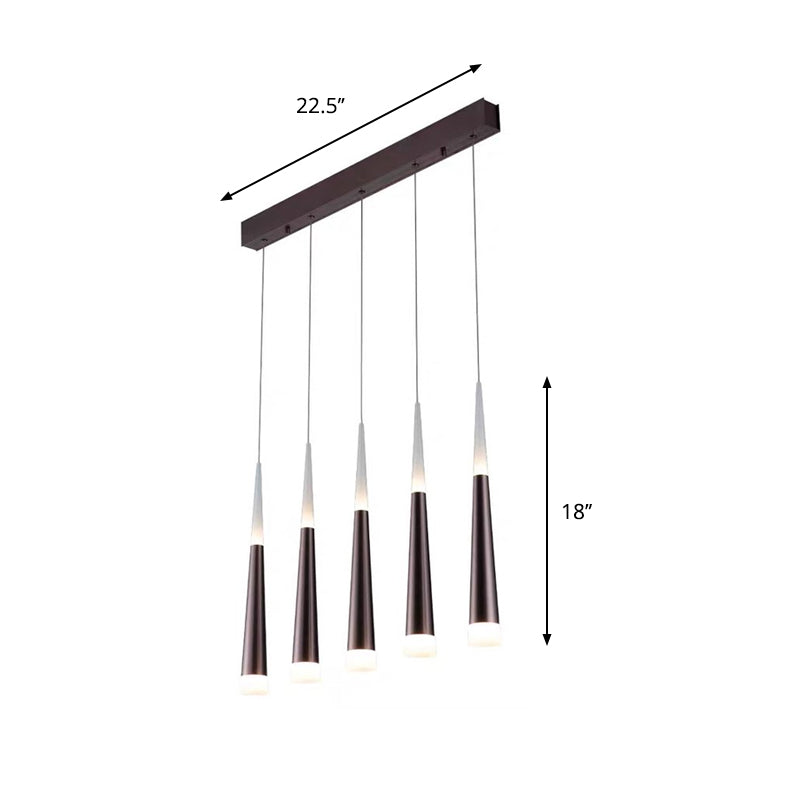 Noémie - Hanging 1/5/6 Lights Bar Pendant Light Tapered Simple Metal Silver/Brown Lamp In