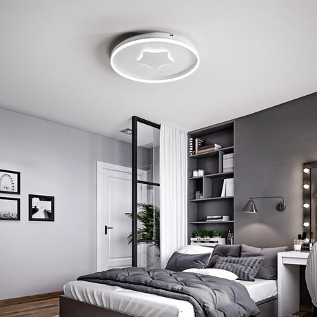 Gold Star Led Flush Mount Ceiling Light For Study Room With Acrylic Ring Accent White / 16’ Warm