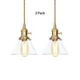 Clear Glass Cone Pendant Light Height Adjustable 1 Ideal For Kitchen / 2