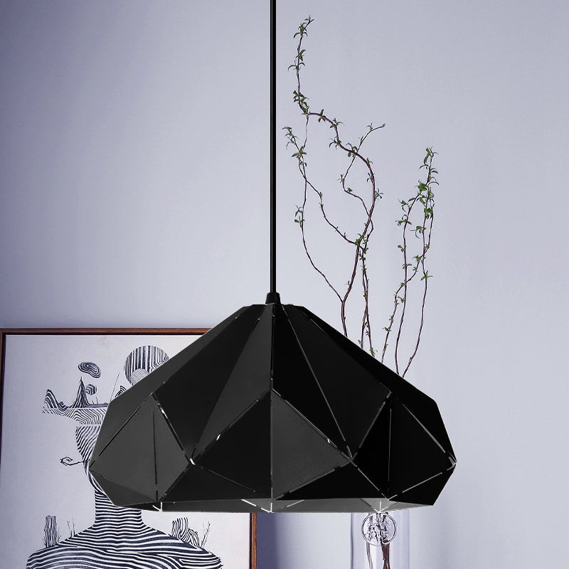 Origami Metal Pendant Light - Contemporary Hanging Ceiling (1 Light) In Blue/Pink/Yellow Black