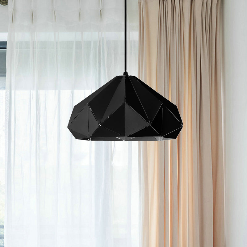 Origami Metal Pendant Light - Contemporary Hanging Ceiling (1 Light) In Blue/Pink/Yellow