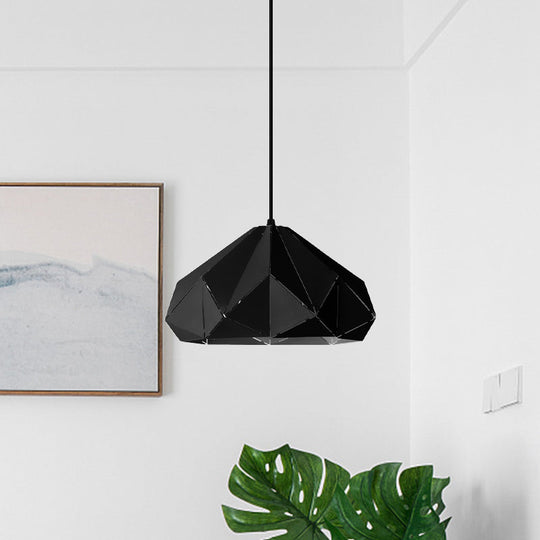 Origami Metal Pendant Light - Contemporary Hanging Ceiling (1 Light) In Blue/Pink/Yellow