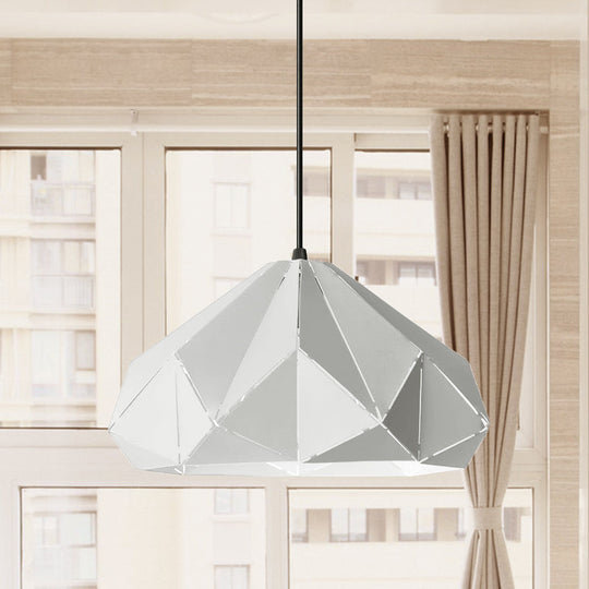 Origami Metal Hanging Pendant Light - Contemporary 1-Light Ceiling In Blue/Pink/Yellow White