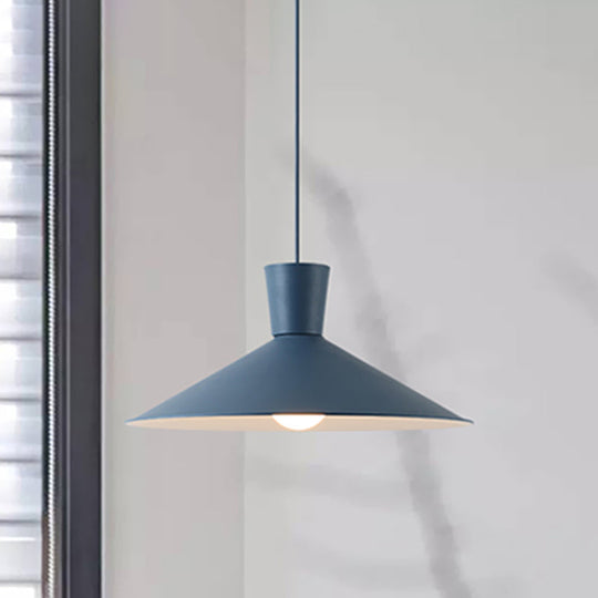 Nordic 1-Light Cone Pendant With Pink/Blue/Grey Down Lighting - Stylish Metal Hanging Light