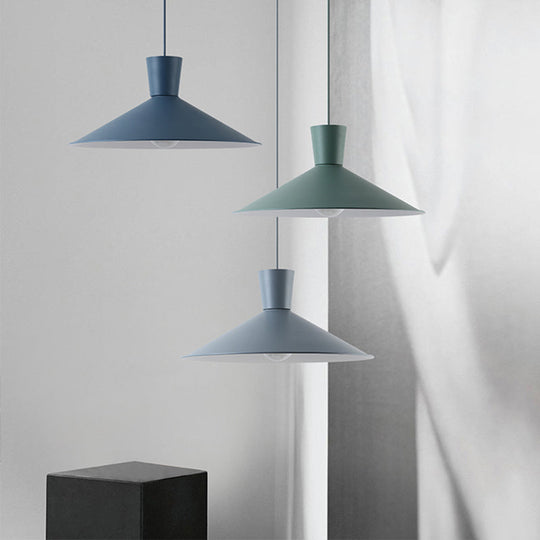 Nordic 1-Light Cone Pendant With Pink/Blue/Grey Down Lighting - Stylish Metal Hanging Light