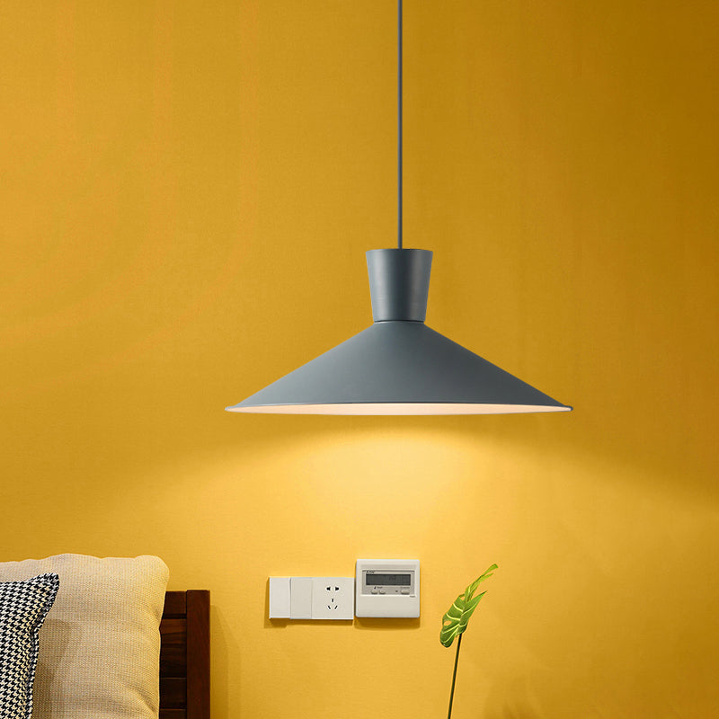 Nordic Cone Down Pendant Light - 1 Pink/Blue/Grey Metal Hanging Design