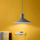 Nordic Cone Down Pendant Light - 1 Pink/Blue/Grey Metal Hanging Design