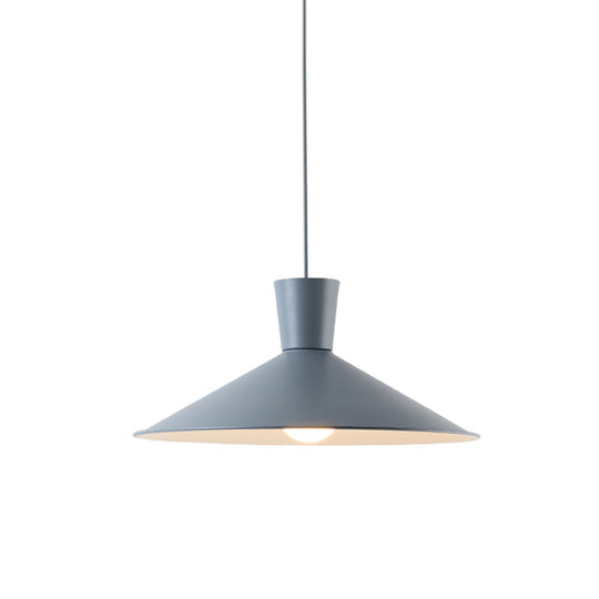 Nordic 1-Light Cone Pendant With Pink/Blue/Grey Down Lighting - Stylish Metal Hanging Light
