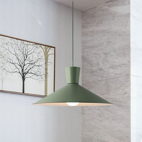 Nordic Cone Down Pendant Light - 1 Pink/Blue/Grey Metal Hanging Design Green