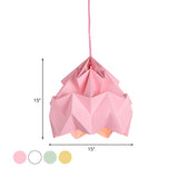 Origami Macaron Paper Ceiling Pendant Light - 9.5 Or 15 Diameter Pink/White/Green 1 Hanging Lamp Kit