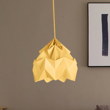 Origami Macaron Paper Ceiling Pendant Light - 9.5 Or 15 Diameter Pink/White/Green 1 Hanging Lamp Kit