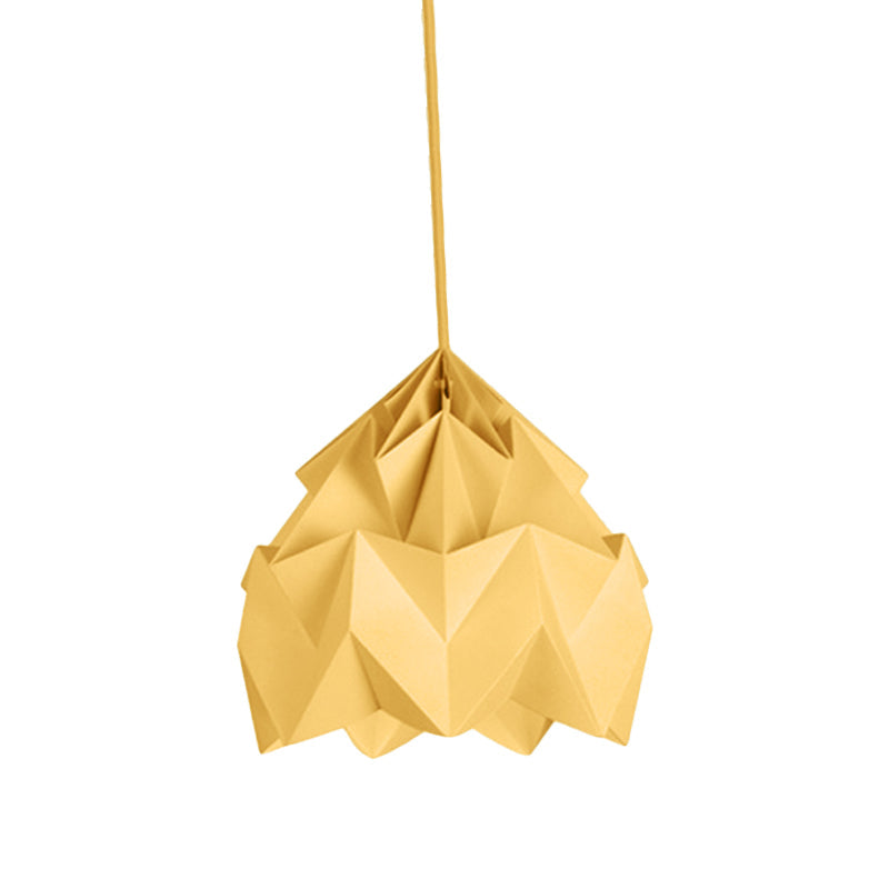 Origami Ceiling Pendant Light Macaron Paper 9.5’/15’ Dia 1-Light Hanging Lamp - Pink/White/Green