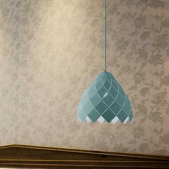 Modern Geometric Splicing Pendant Light - Nordic Metal 1-Light Pink/Yellow/Green Hanging Fixture