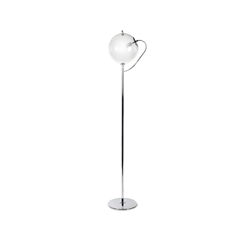 Contemporary Black Globe Floor Lamp- 1 Light Clear Glass Standing For Living Room