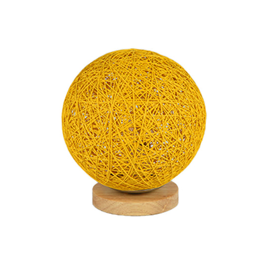 Modernist Rattan Ceiling Mount Light: Blue/Flaxen Globe Shade 6’/8’ Wide 1 Bulb Flush Lighting