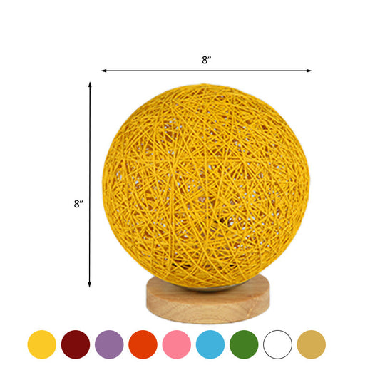 Modernist Rattan Ceiling Mount Light: Blue/Flaxen Globe Shade 6’/8’ Wide 1 Bulb Flush Lighting