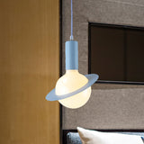 1 Light Glass Shade Pendant Set - Post-Modern Pink/Blue/Green Dining Room Hanging Lamp
