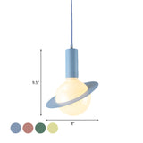 1 Light Glass Shade Pendant Set - Post-Modern Pink/Blue/Green Dining Room Hanging Lamp