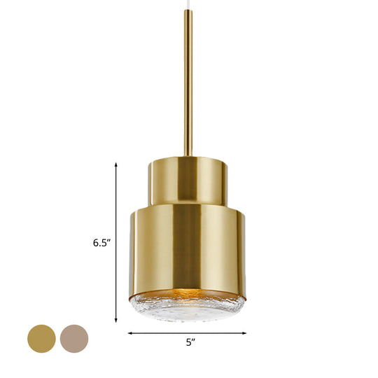 Post Modern Cylinder Pendant Ceiling Light Gold/Bronze Suspension For Living Room