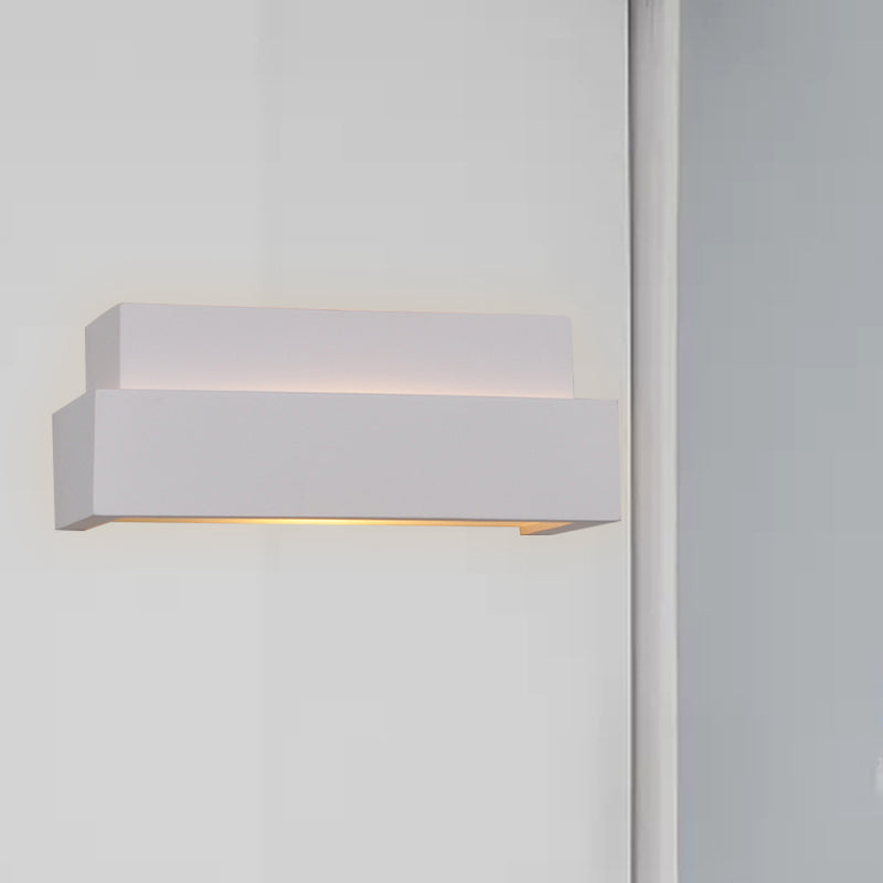 Simple Style White Rectangular Wall Washer Light For Bedroom - Plaster Mounted Lamp
