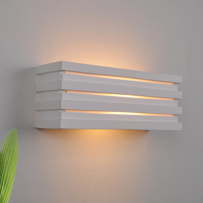 Nordic Style White Wall Lamp With Louvered Design
