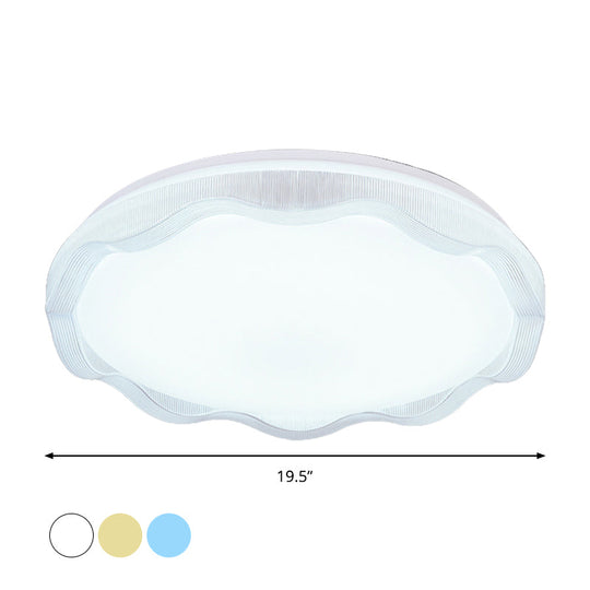 16’/19.5’ Simple Style Scalloped Ceiling Lamp With Acrylic Diffuser - White/Blue/Gold Flush